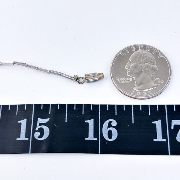 Tightly Strung Vintage Sterling Liquid Silver 925 Abalone Pendant Necklace 16" - Picture 2 of 4